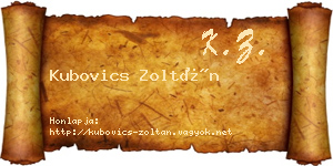 Kubovics Zoltán névjegykártya